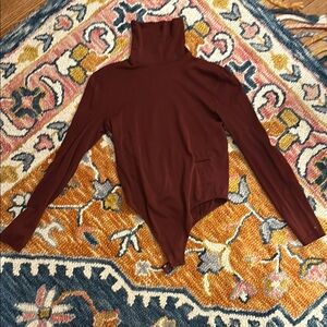 NWOT Wolford Burgundy Turtleneck Bodysuit SZ L